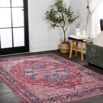 Maris Ornate Medallion Washable Area Rug